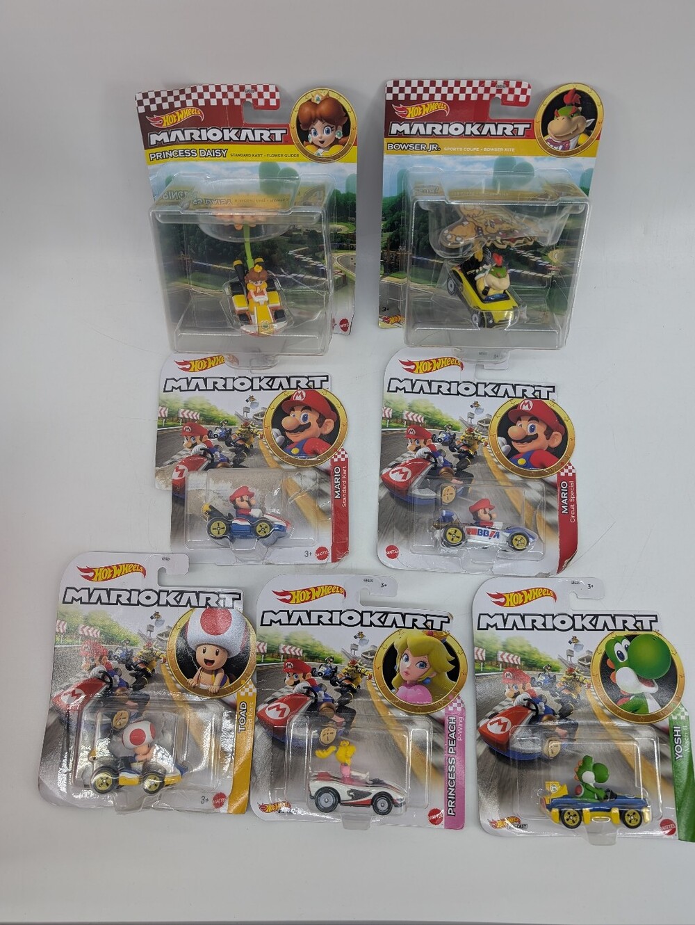 Hot Wheels Mario Kart Assorted Character Racers And Gliders 7 Pieces
